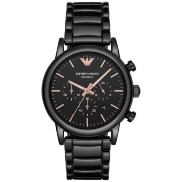 NWT Emporio Armani Men's Luigi Ceramica Chronograph black Watch - Picture 1 of 1
